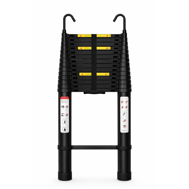 MaxiPro Noire Echelle Telescopique 3,8m, extensible, comptact, pour professionnel 150kg MaxiEchelle