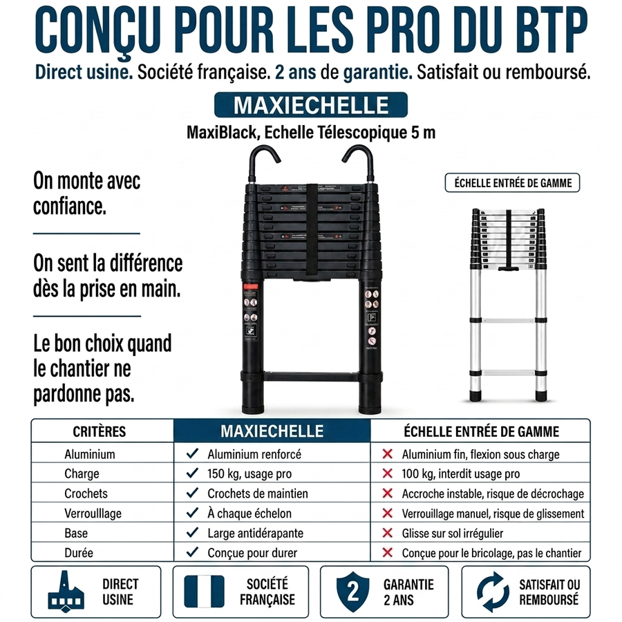 MaxiBlack, Echelle Télescopique 5 m noire