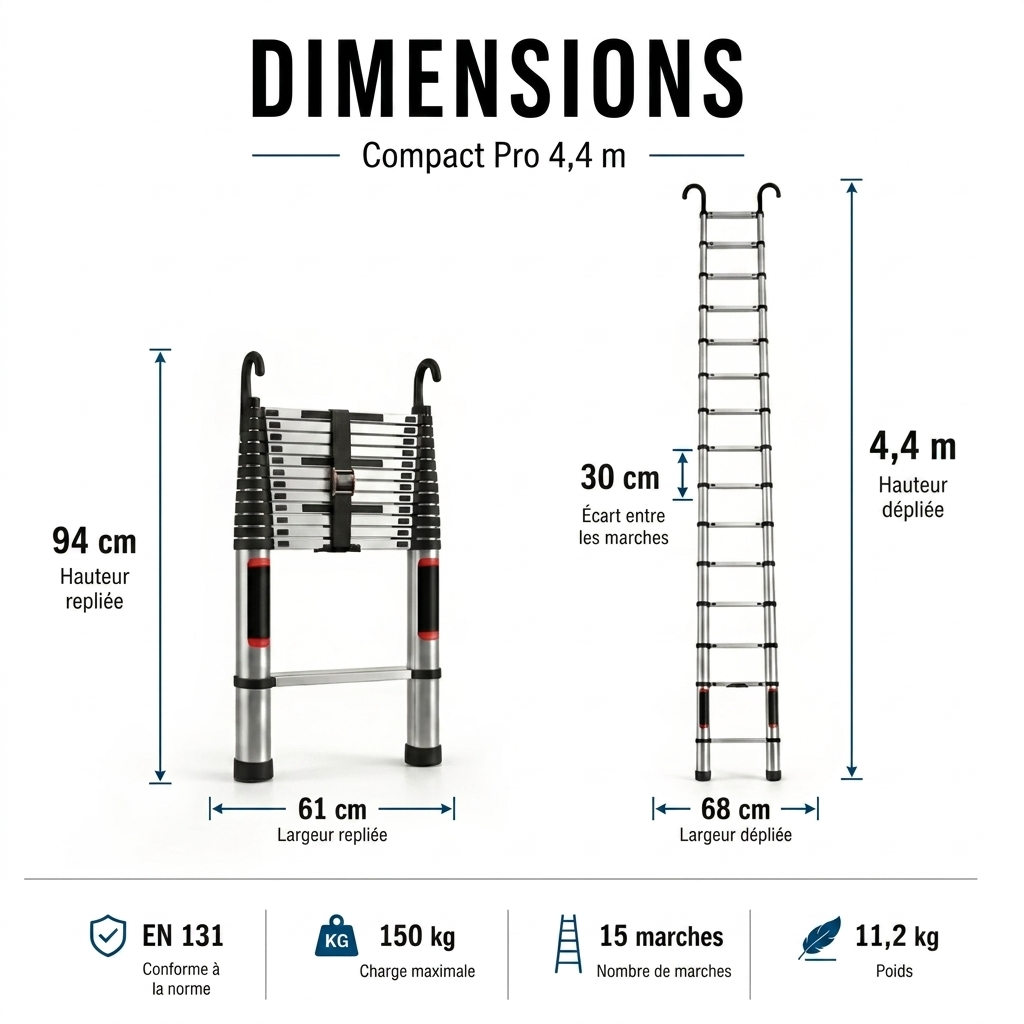 Maxicompact Echelle Télescopique 4,4 m compact