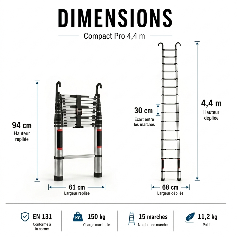 Maxicompact Echelle Telescopique 4,4 m compact