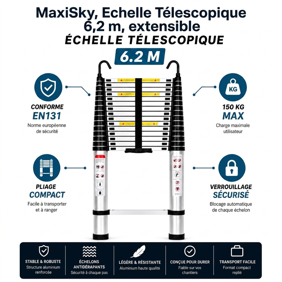 MaxiSky, Echelle Télescopique 6,2 m, extensible